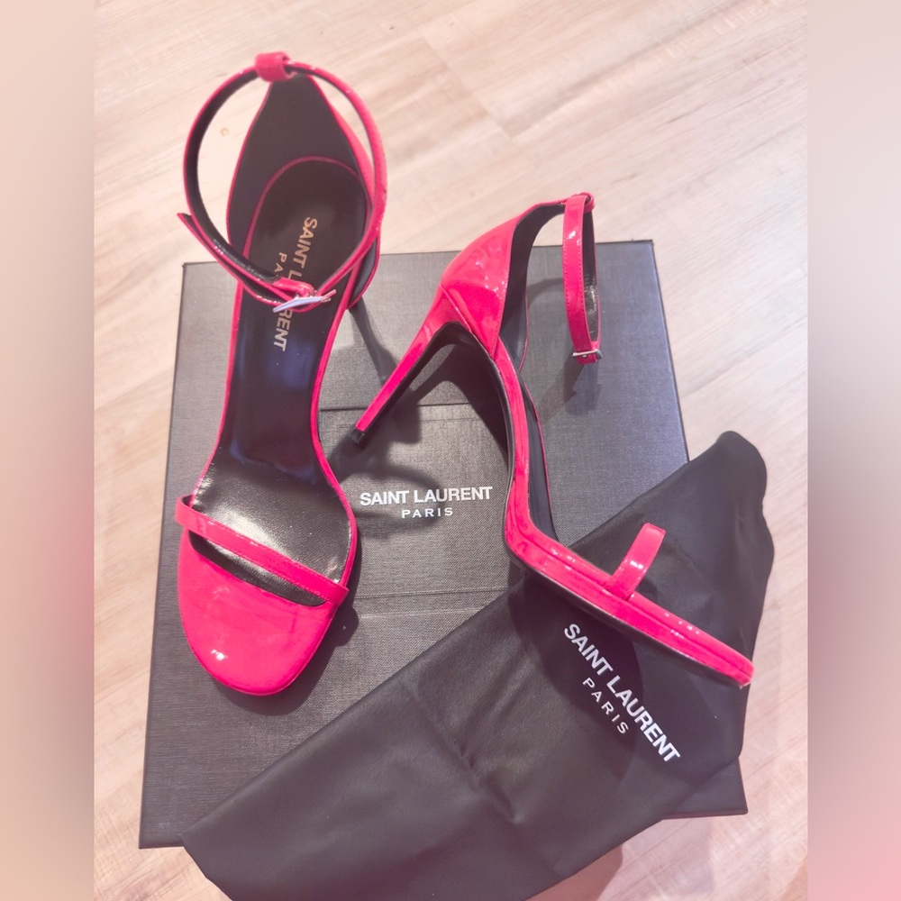 YSL Hot Pink Patent Leather Heels- 6.5-7